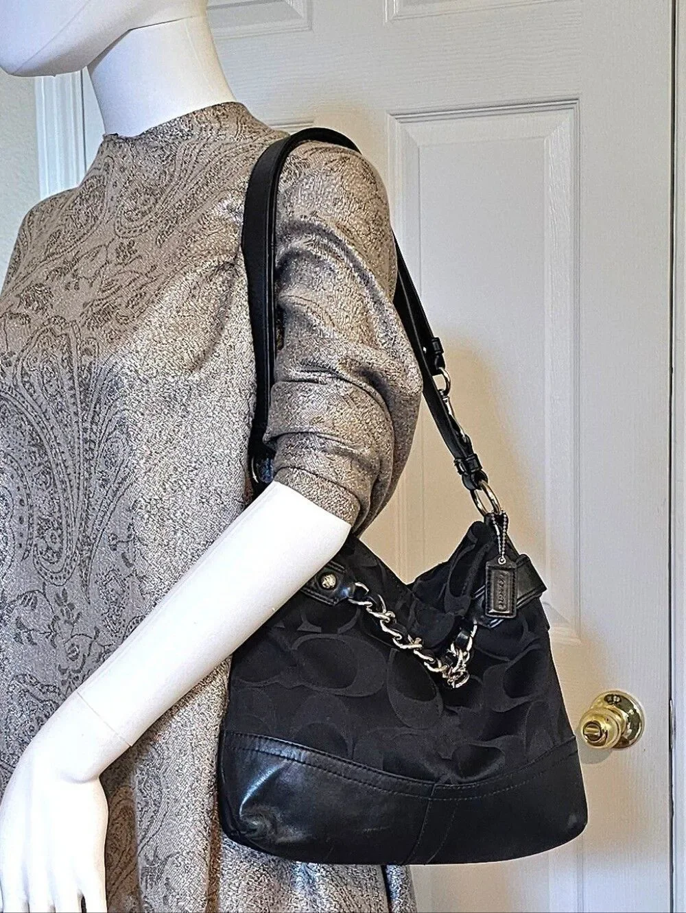 Coach Signature Optic Chain Duffle Style Bag
